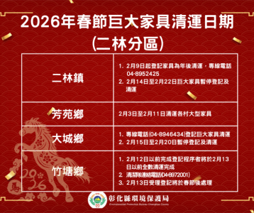 二林分區(二林鎮、芳苑鄉、大城鄉、竹塘鄉)