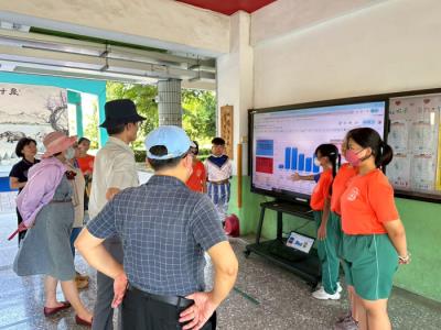 學童向委員介紹健康與生活成果